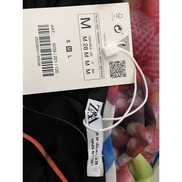 ZARA Fruit Print Mesh Maxi Dress Rare Blogger Limited Festival Colorful Med NWT - Picture 6 of 6
